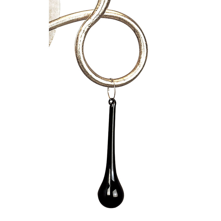 Mantra M0537/S Paola Wall Lamp Switched 2 Light E14 Silver Painted Black Shades &amp; Black Glass Droplets (S)