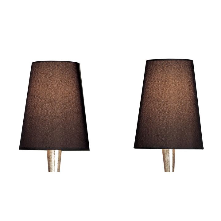 Mantra M0537/S Paola Wall Lamp Switched 2 Light E14 Silver Painted Black Shades &amp; Black Glass Droplets (S)