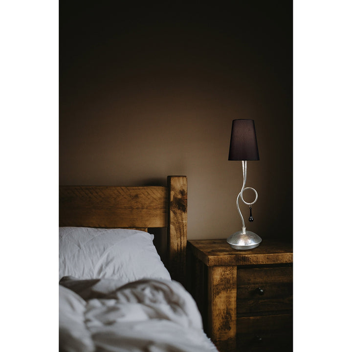 Mantra M0537 Paola Wall Lamp 2 Light E14 Silver Painted Black Shades &amp; Black Glass Droplets (S)