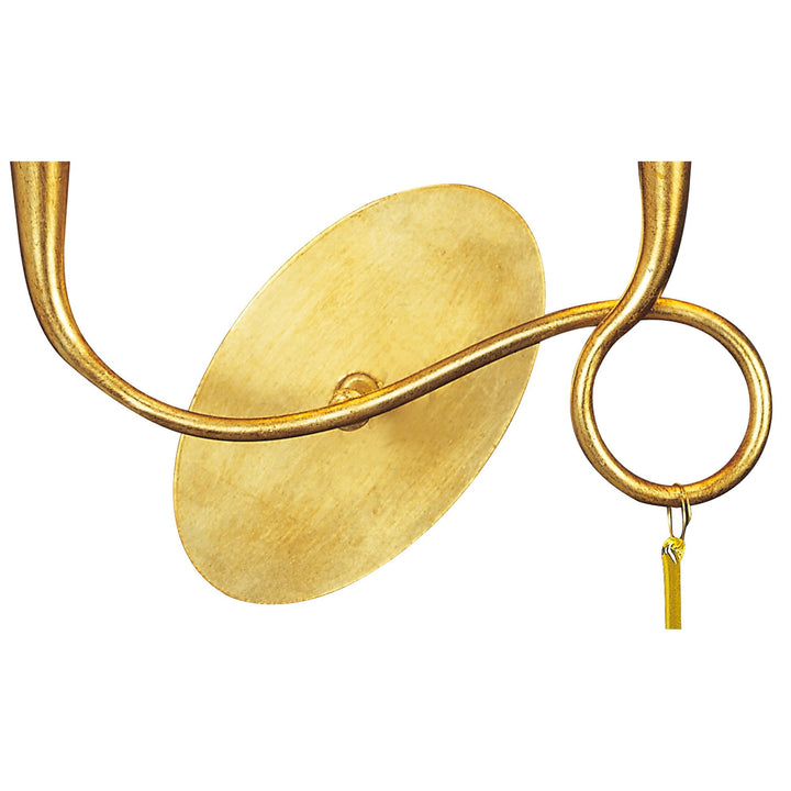 Mantra M0547/S Paola Wall Lamp Switched 2 Light E14 Gold Painted Cream Shades &amp; Amber Glass Droplets (S)