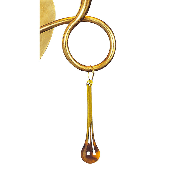 Mantra M0547/S Paola Wall Lamp Switched 2 Light E14 Gold Painted Cream Shades &amp; Amber Glass Droplets (S)