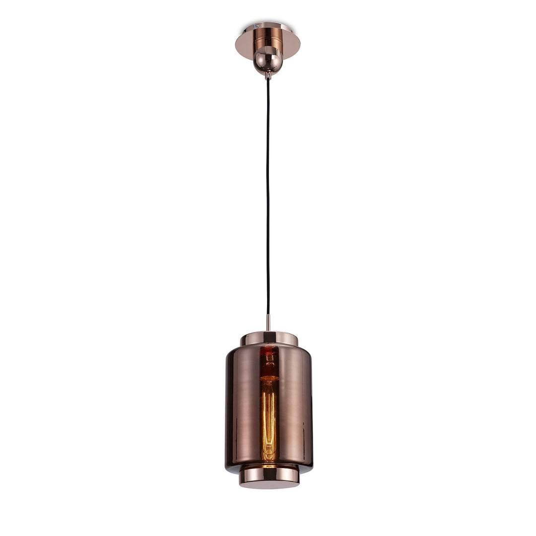 Mantra M6199 Jarras Pendant 20cm Round 1 Light Copper/Rose Gold Glass (S)