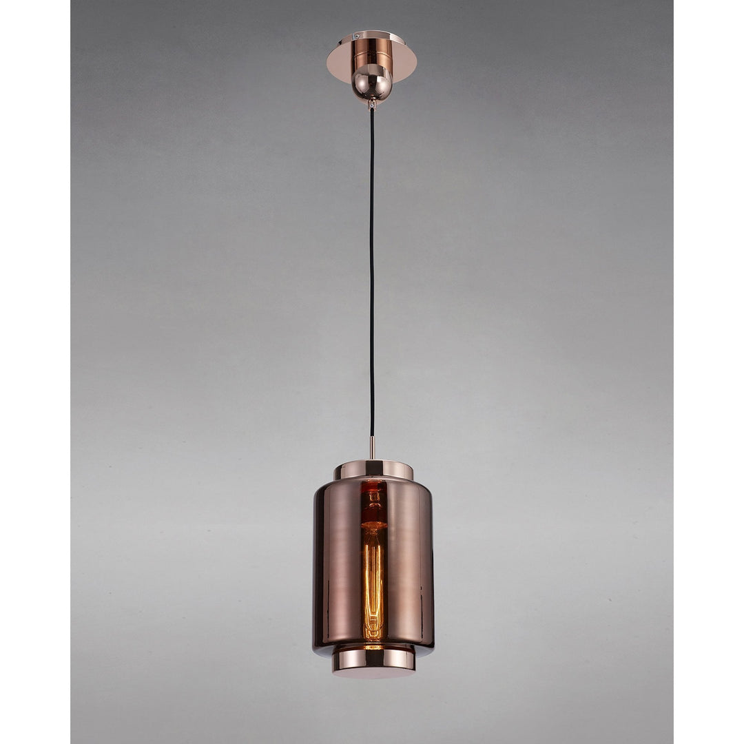 Mantra M6199 Jarras Pendant 20cm Round 1 Light Copper/Rose Gold Glass (S)