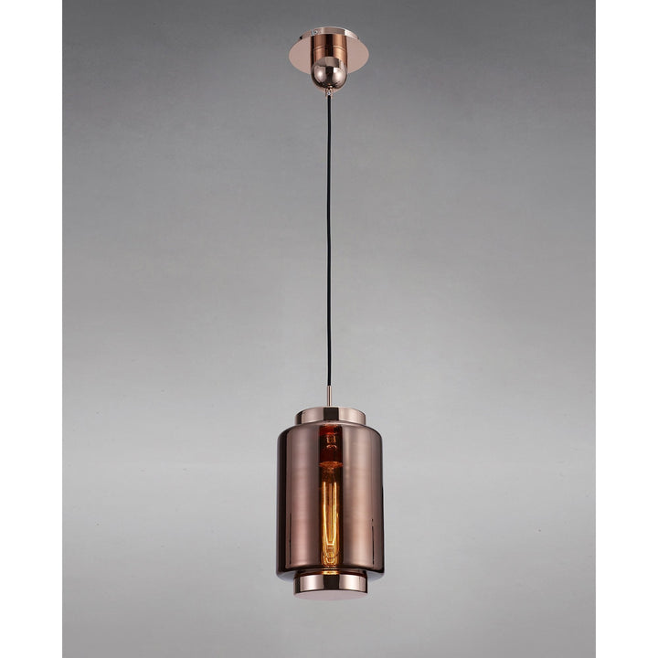 Mantra M6199 Jarras Pendant 20cm Round 1 Light Copper/Rose Gold Glass (S)
