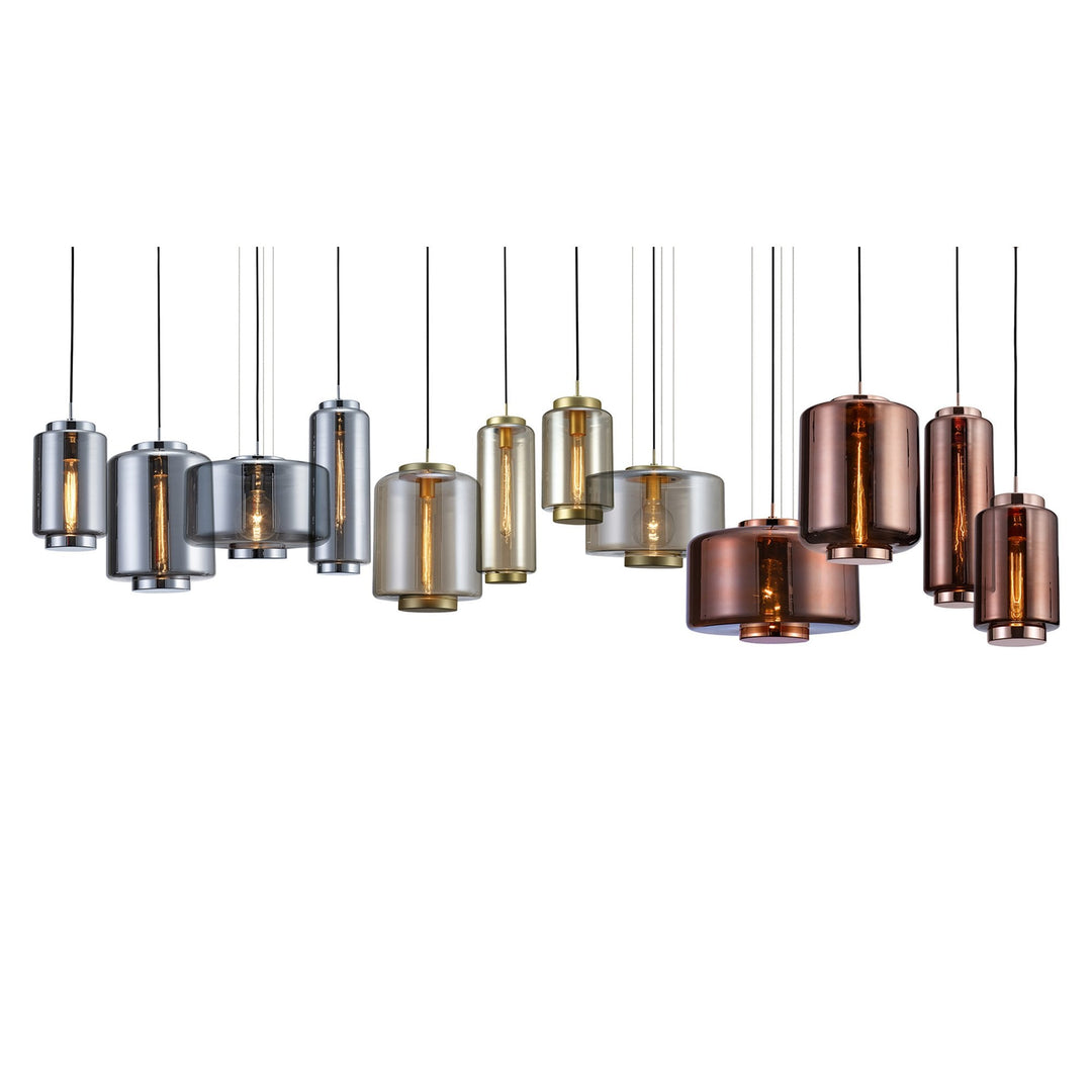 Mantra M6199 Jarras Pendant 20cm Round 1 Light Copper/Rose Gold Glass (S)