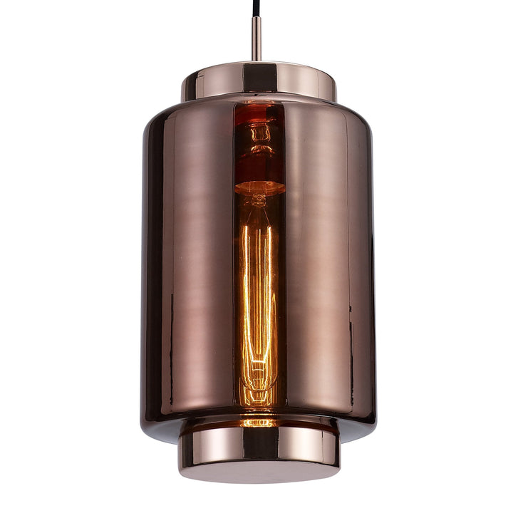 Mantra M6199 Jarras Pendant 20cm Round 1 Light Copper/Rose Gold Glass (S)