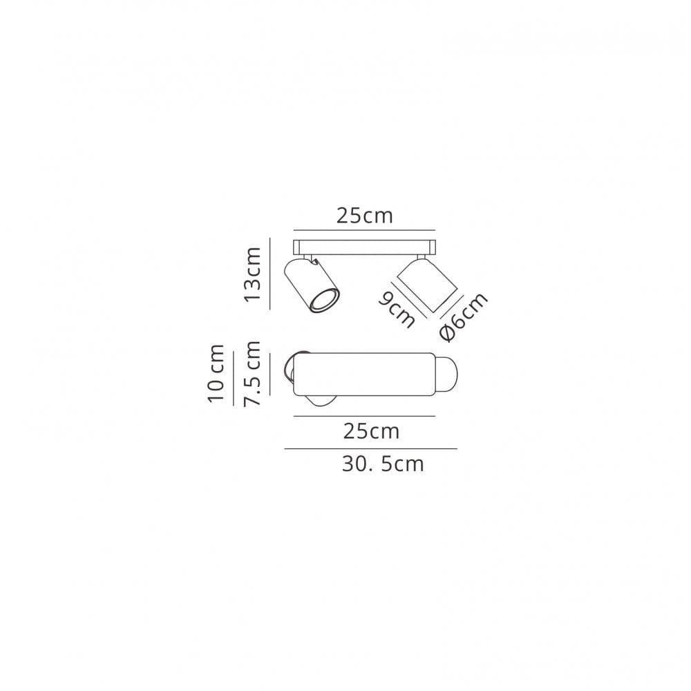 Mantra M6282 Sal Linear 2 Light Spotlight GU10 Matt White (S)