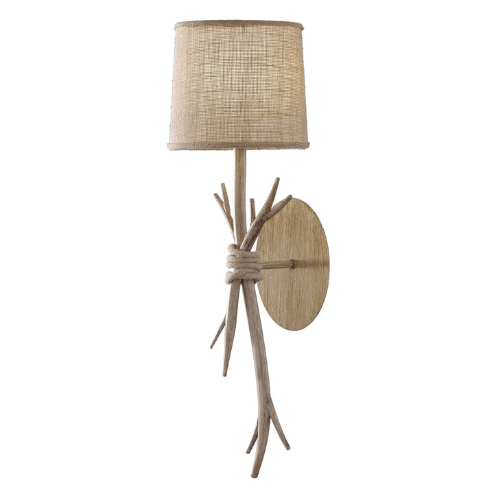 Mantra M6180 Sabina Wall Lamp 1 Light Imitation Wood Linen Shade (S)