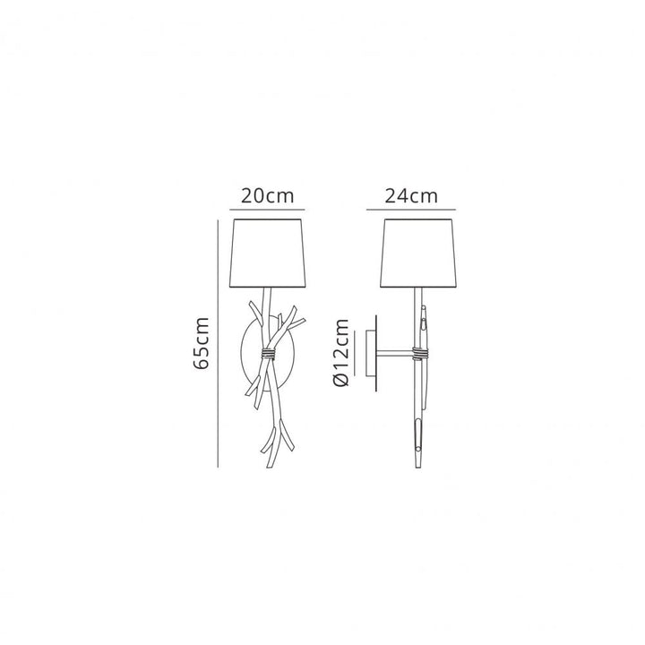 Mantra M6180 Sabina Wall Lamp 1 Light Imitation Wood Linen Shade (S)