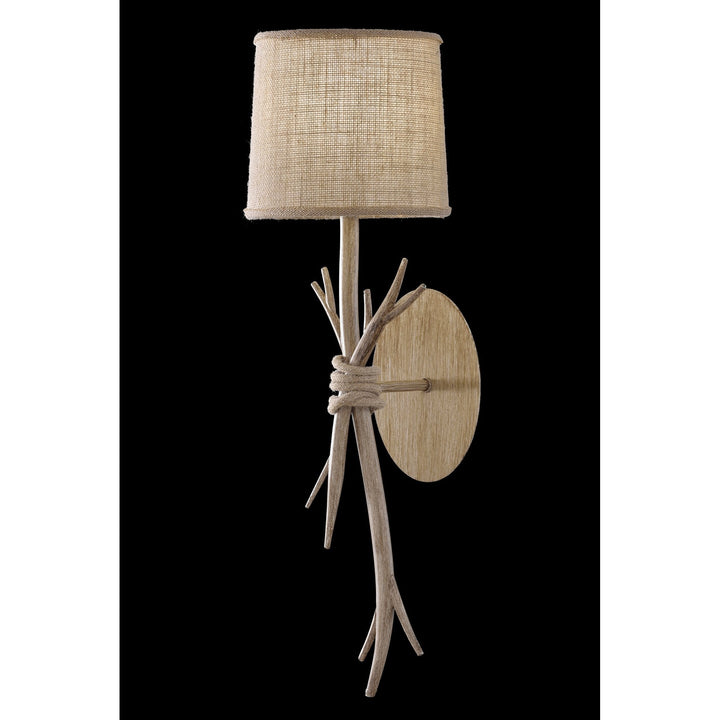 Mantra M6180 Sabina Wall Lamp 1 Light Imitation Wood Linen Shade (S)
