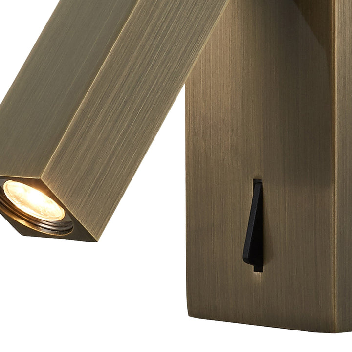 Mantra M6072 Tarifa Wall/Reading Light Adjustable 3W LED Switched Antique Brass (S)