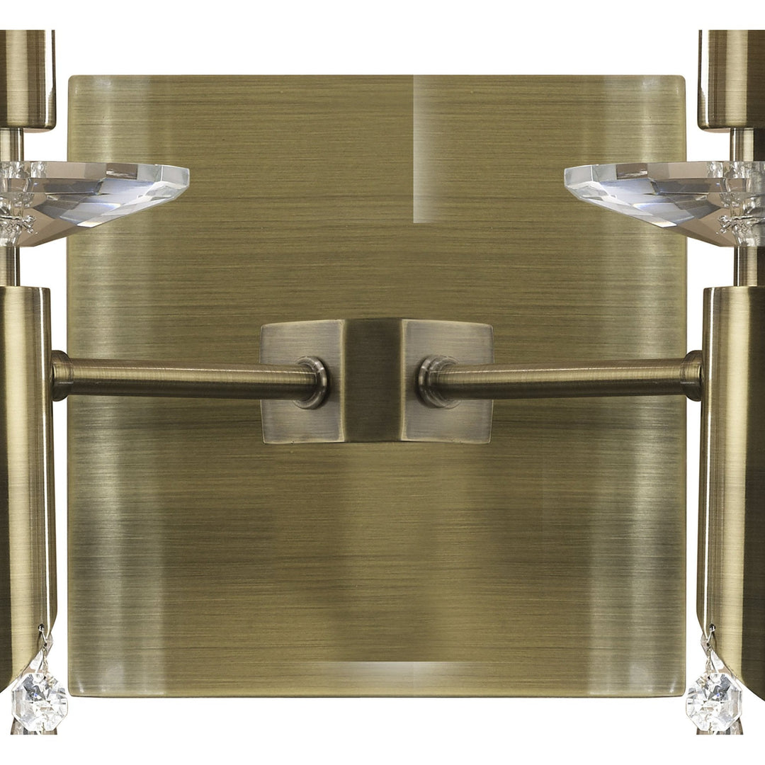 Mantra M3883/S Tiffany Wall Lamp Switched 2+2 Light E14+G9 Antique Brass Soft Bronze Shades &amp; Clear Crystal (S)