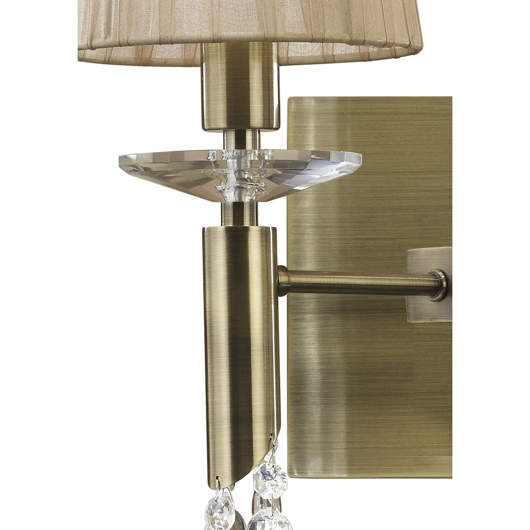 Mantra M3883/S Tiffany Wall Lamp Switched 2+2 Light E14+G9 Antique Brass Soft Bronze Shades &amp; Clear Crystal (S)