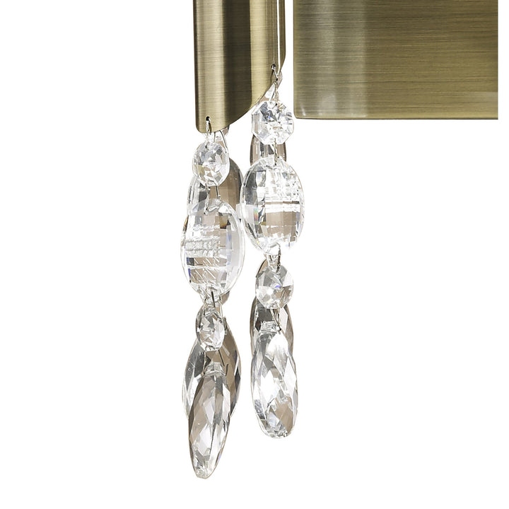 Mantra M3883/S Tiffany Wall Lamp Switched 2+2 Light E14+G9 Antique Brass Soft Bronze Shades &amp; Clear Crystal (S)