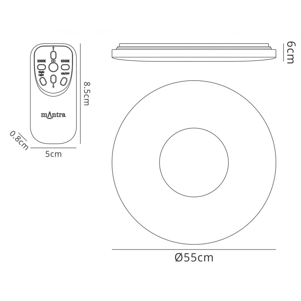 Mantra M3692 Reef 60W Tuneable White Dimmable Flush Fitting Remote Control (S)
