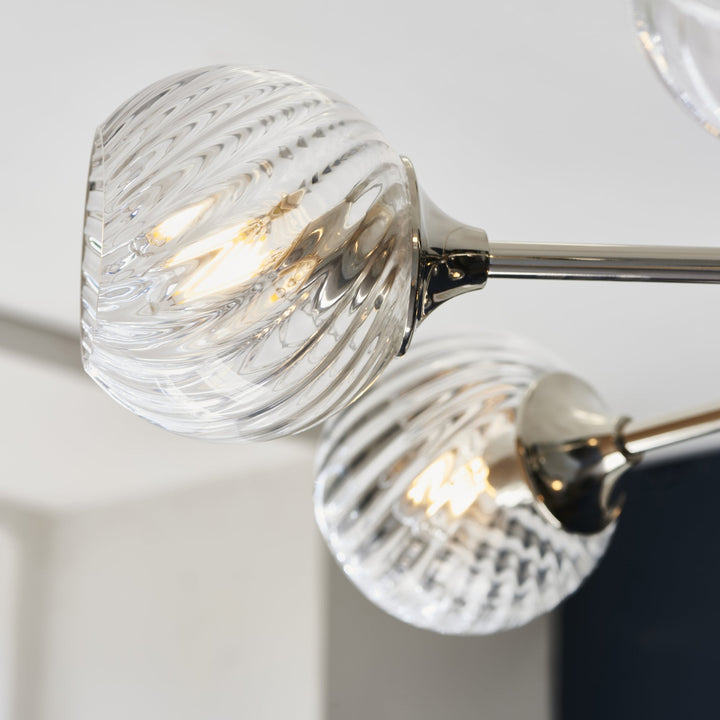 Endon 104051 Allegra 8 Light Pendant Bright Nickel Plate And Clear Spiral Glass (S)