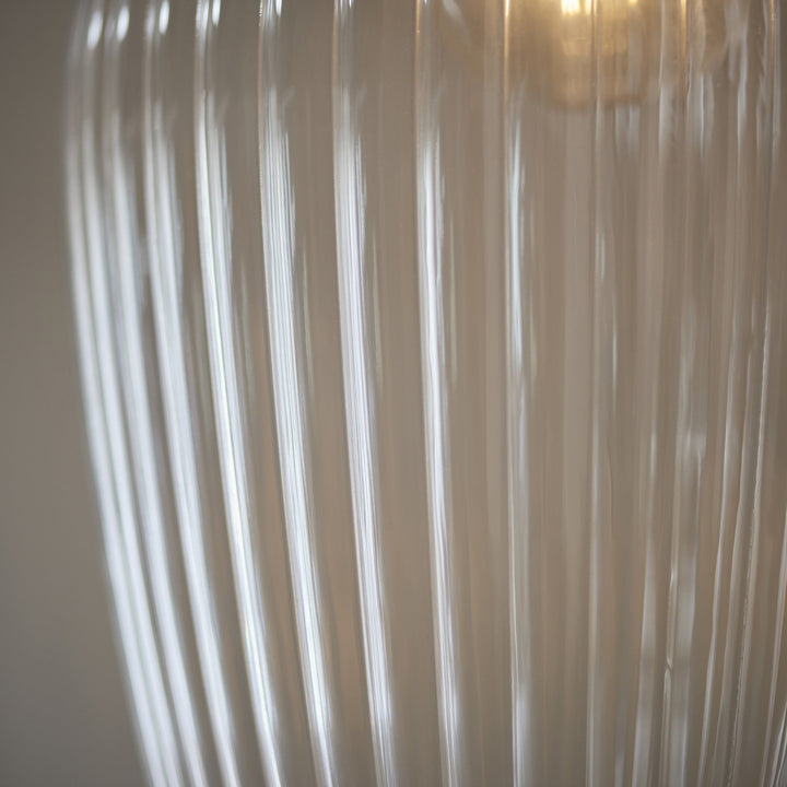 Endon 103675 Pendant 1 Light Bright Nickel Plate And Clear Ribbed Glass (S)
