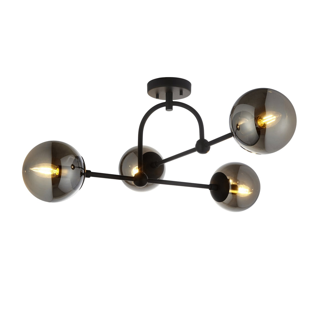 Endon 106662 Semi Flush Ceiling 4 Light Matt Black And Smoked Mirror Glass (S)