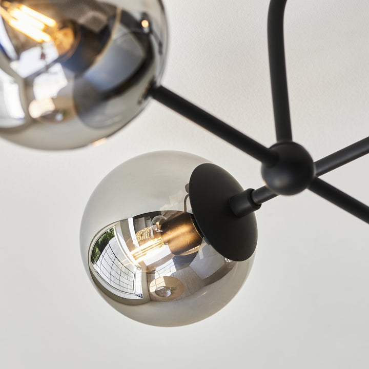 Endon 106662 Semi Flush Ceiling 4 Light Matt Black And Smoked Mirror Glass (S)