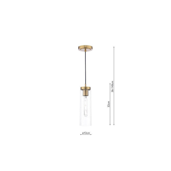 Dar JOD0163 Jodelle Pendant Polished Bronze and Glass (S)