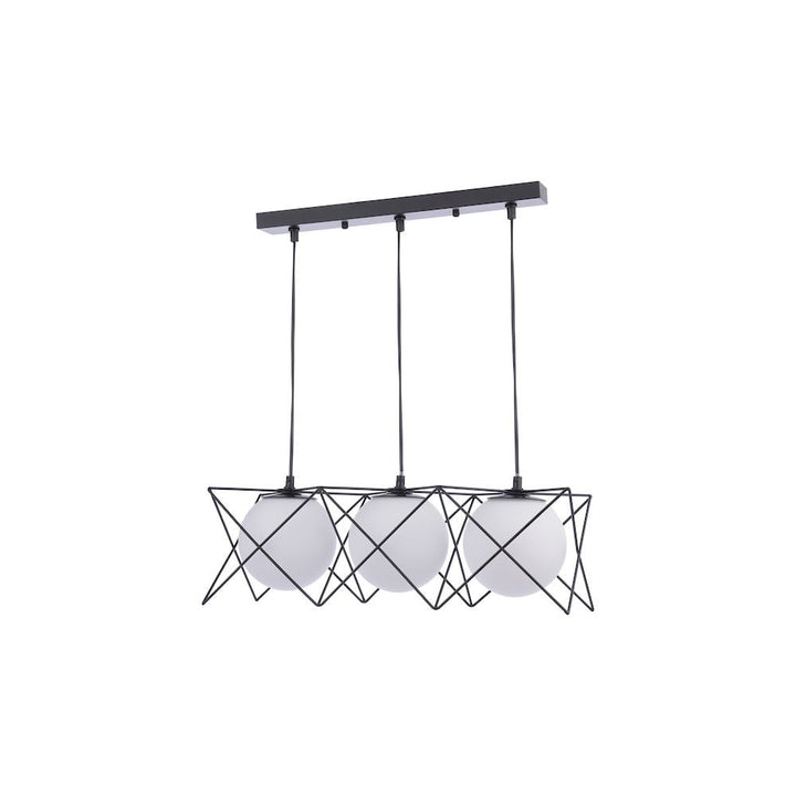 Dar DRE0322 Dreyson 3 Light Bar Pendant Matt Black and Opal Glass (S)