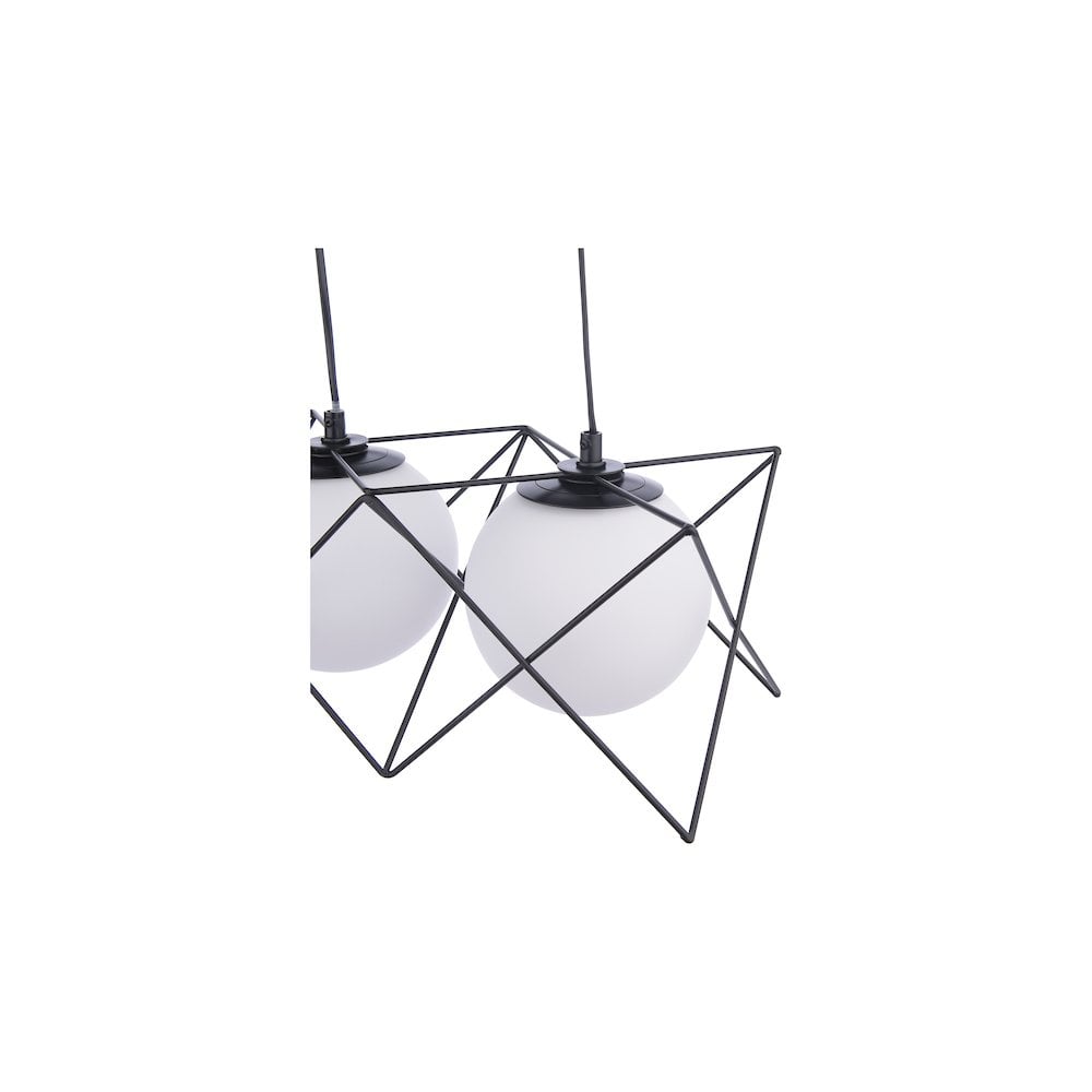 Dar DRE0322 Dreyson 3 Light Bar Pendant Matt Black and Opal Glass (S)