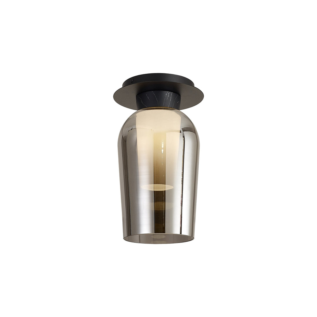 Mantra M8287 Nora 1 Light Semi Ceiling Black/Black Marble/Chrome Glass With Frosted Inner (S)