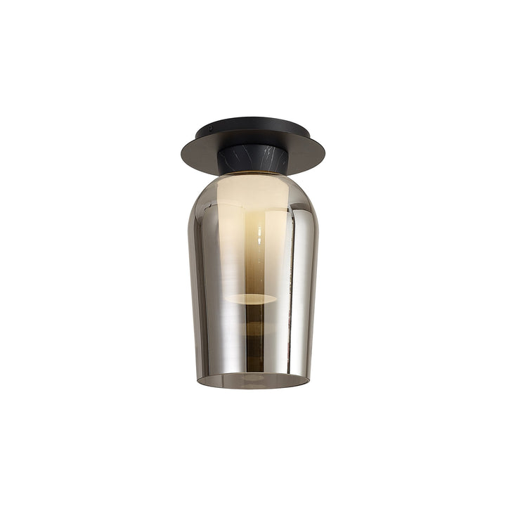 Mantra M8287 Nora 1 Light Semi Ceiling Black/Black Marble/Chrome Glass With Frosted Inner (S)