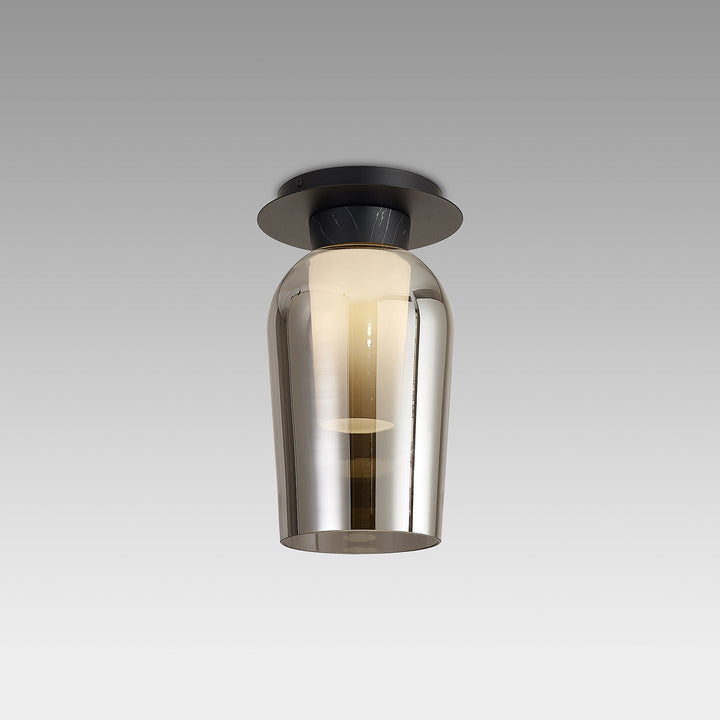 Mantra M8287 Nora 1 Light Semi Ceiling Black/Black Marble/Chrome Glass With Frosted Inner (S)
