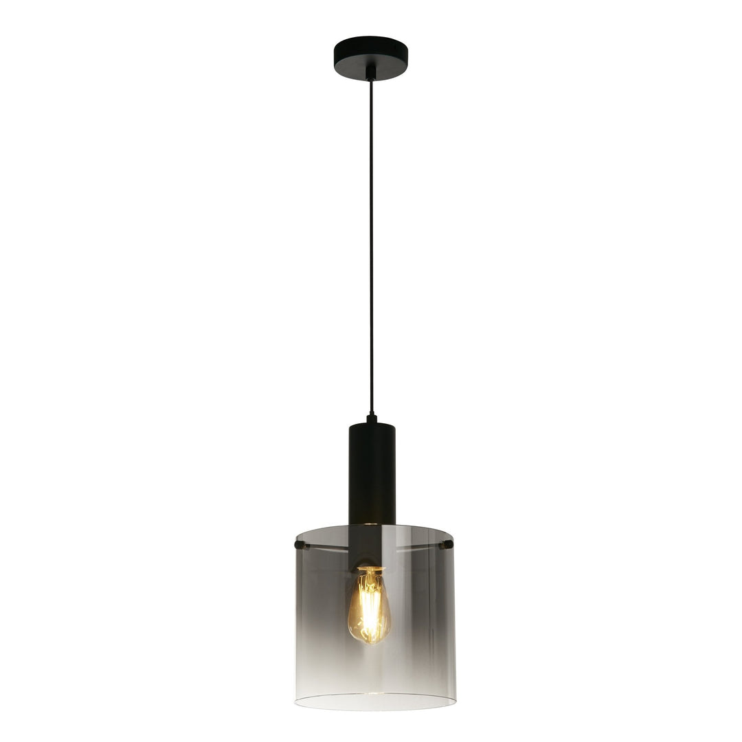 Searchlight 88910-1BK Sweden Pendant Matt Black Metal Smoked Ombre Glass (S)