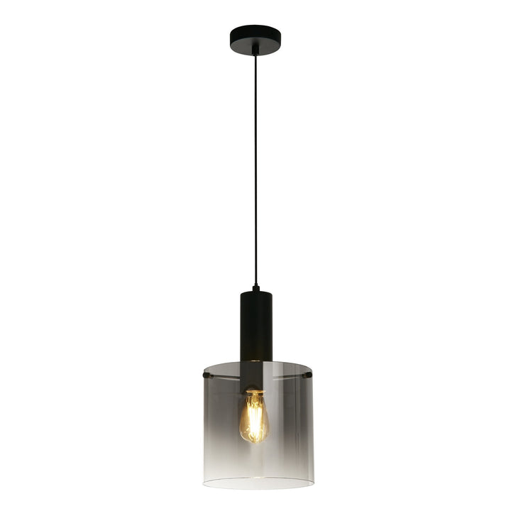 Searchlight 88910-1BK Sweden Pendant Matt Black Metal Smoked Ombre Glass (S)