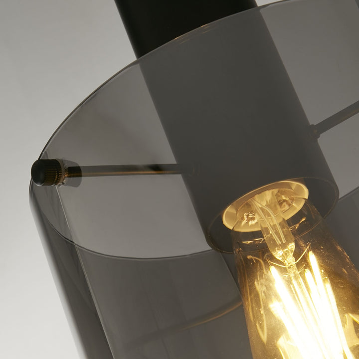 Searchlight 88910-1BK Sweden Pendant Matt Black Metal Smoked Ombre Glass (S)