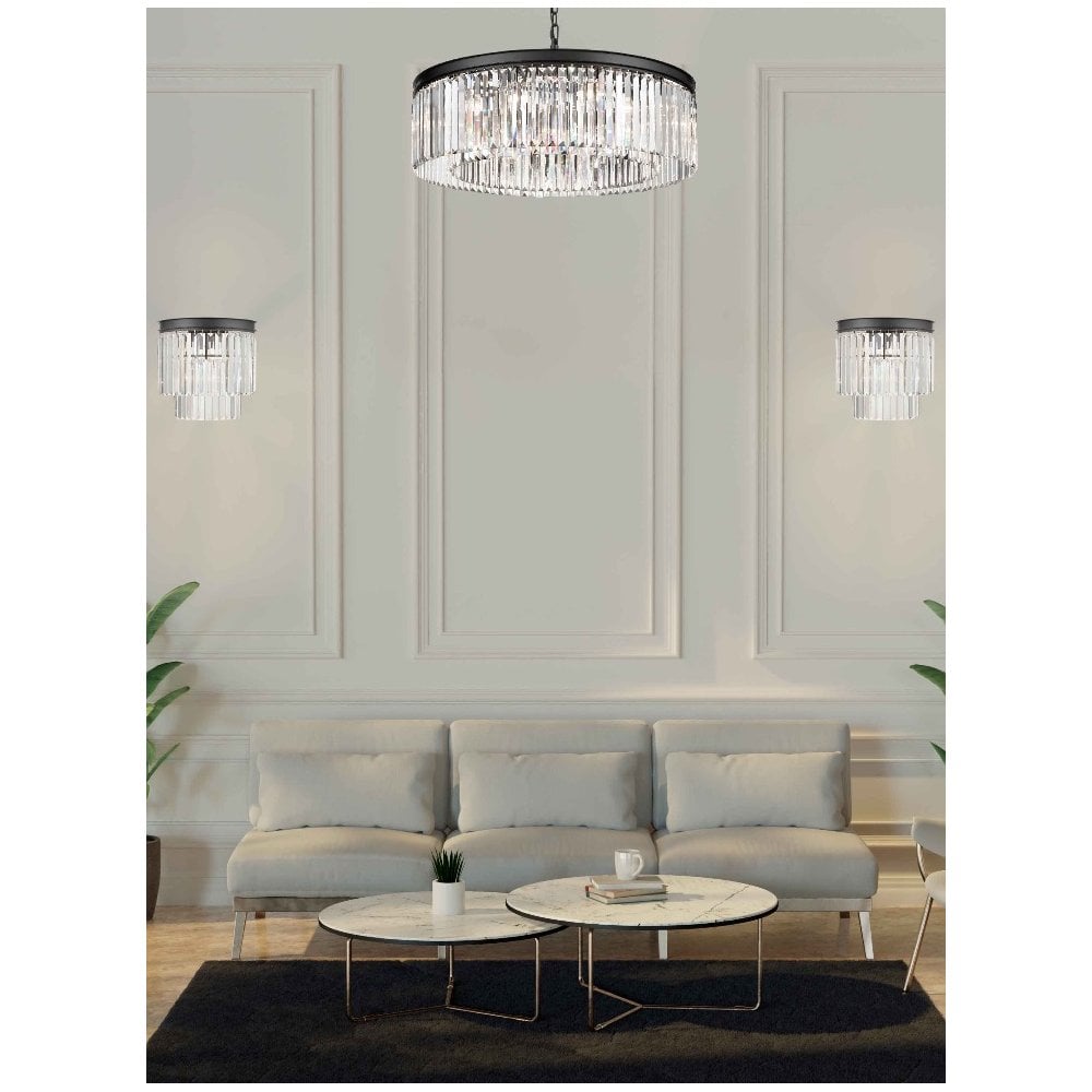 Franklite FL2413-3 Perdita 3 Light Wall Light Black Crystal
