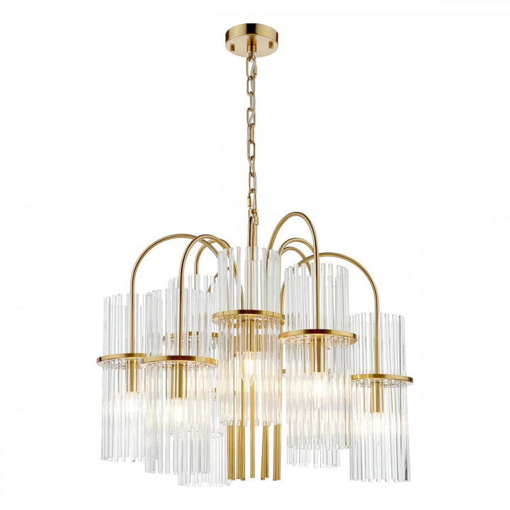 Dar ENI1335 Eniola 9 Light Pendant Natural Brass and Glass