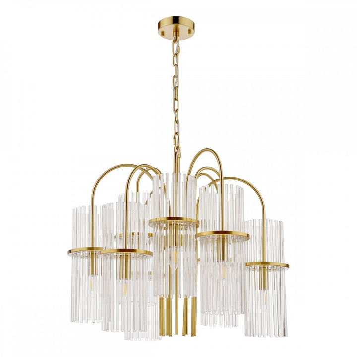 Dar ENI1335 Eniola 9 Light Pendant Natural Brass and Glass