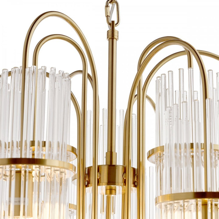 Dar ENI1335 Eniola 9 Light Pendant Natural Brass and Glass