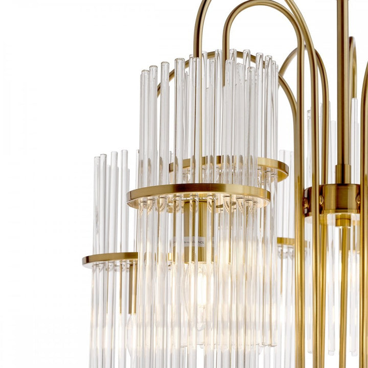 Dar ENI1335 Eniola 9 Light Pendant Natural Brass and Glass