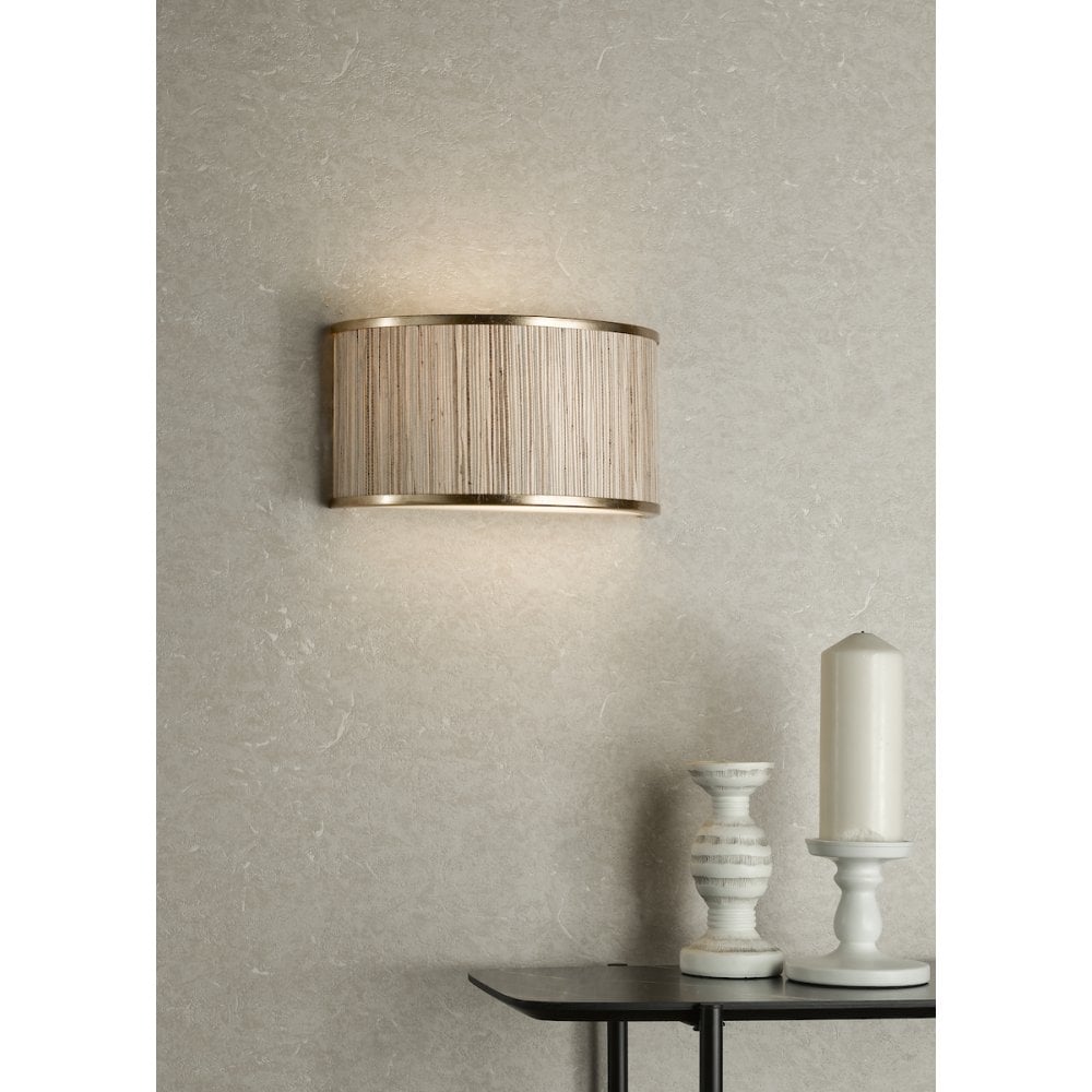 Dar FEN0935 Fenella 2 Light Wall Light Gold Leaf and Seagrass