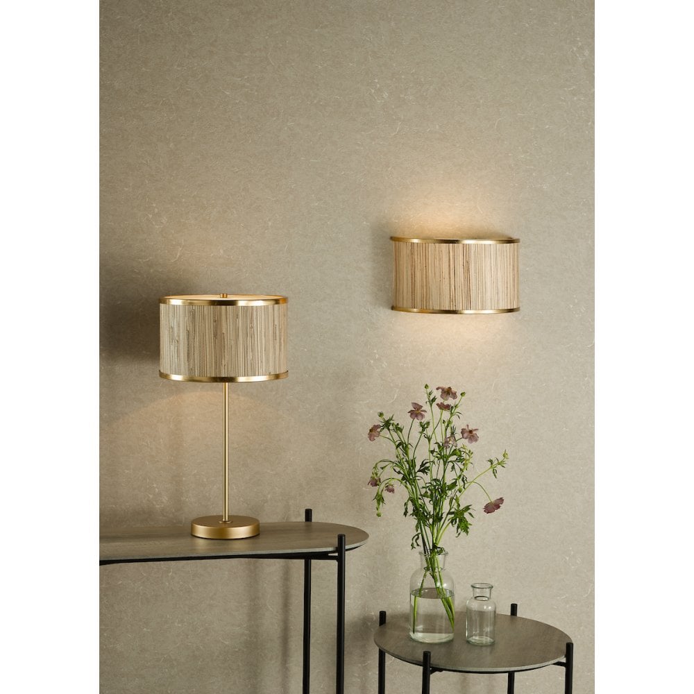 Dar FEN0935 Fenella 2 Light Wall Light Gold Leaf and Seagrass