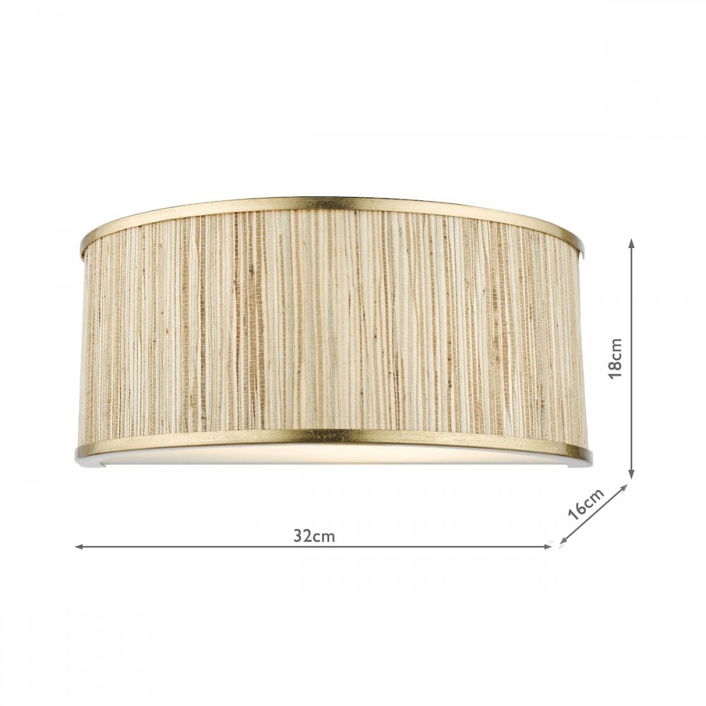 Dar FEN0935 Fenella 2 Light Wall Light Gold Leaf and Seagrass