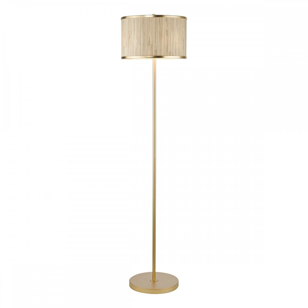 Dar FEN4935 Fenella 3 Light Floor Lamp Gold Leaf and Seagrass