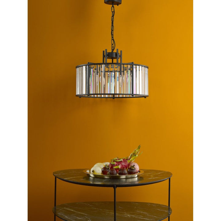 Dar KIR0522 Kiran 5 Light Pendant Satin Black and Glass