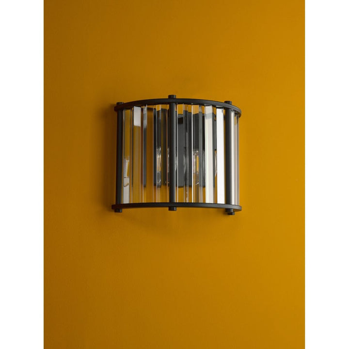 Dar KIR0922 Kiran 2 Light Wall Light Satin Black and Glass