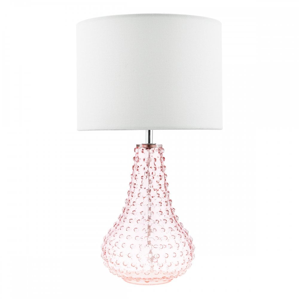 Dar KRI4203 Kristina Table Lamp Pink Glass With Shade