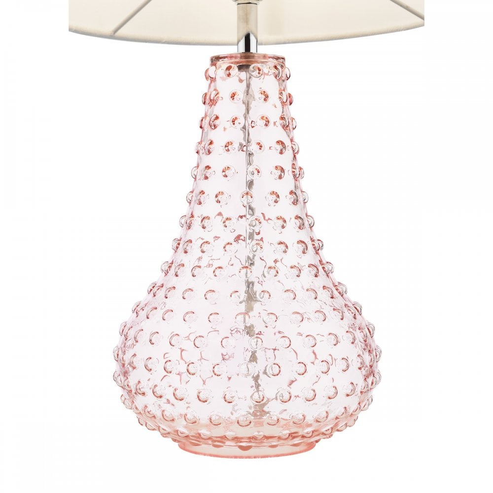 Dar KRI4203 Kristina Table Lamp Pink Glass With Shade