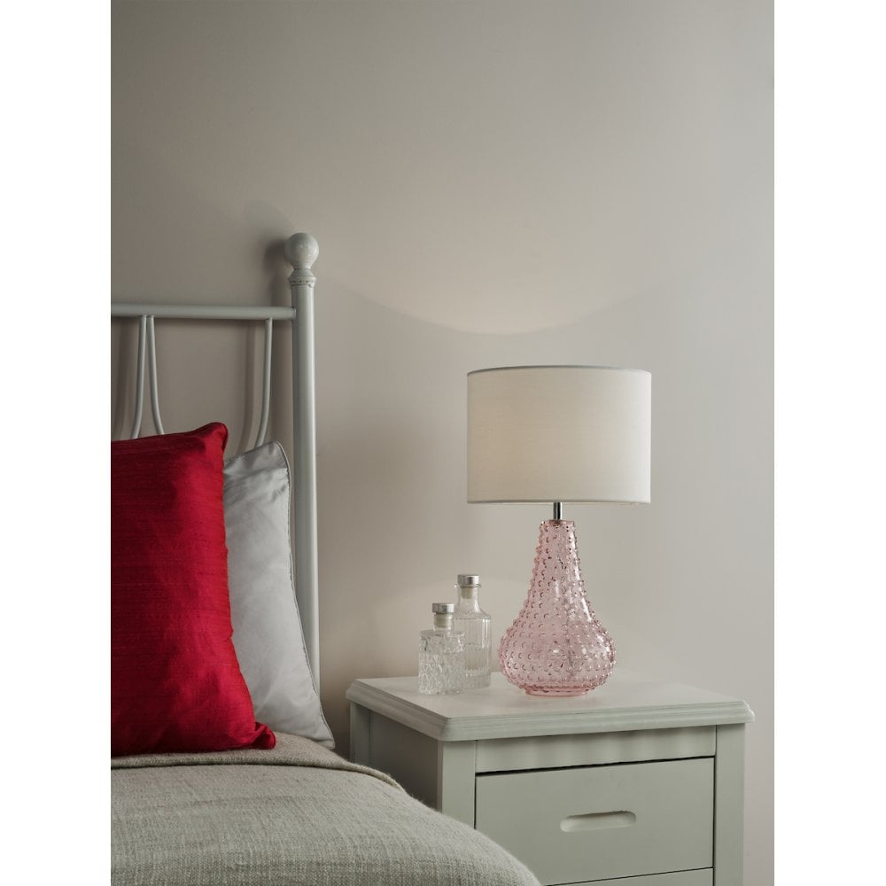 Dar KRI4203 Kristina Table Lamp Pink Glass With Shade