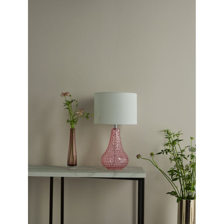 Dar KRI4203 Kristina Table Lamp Pink Glass With Shade