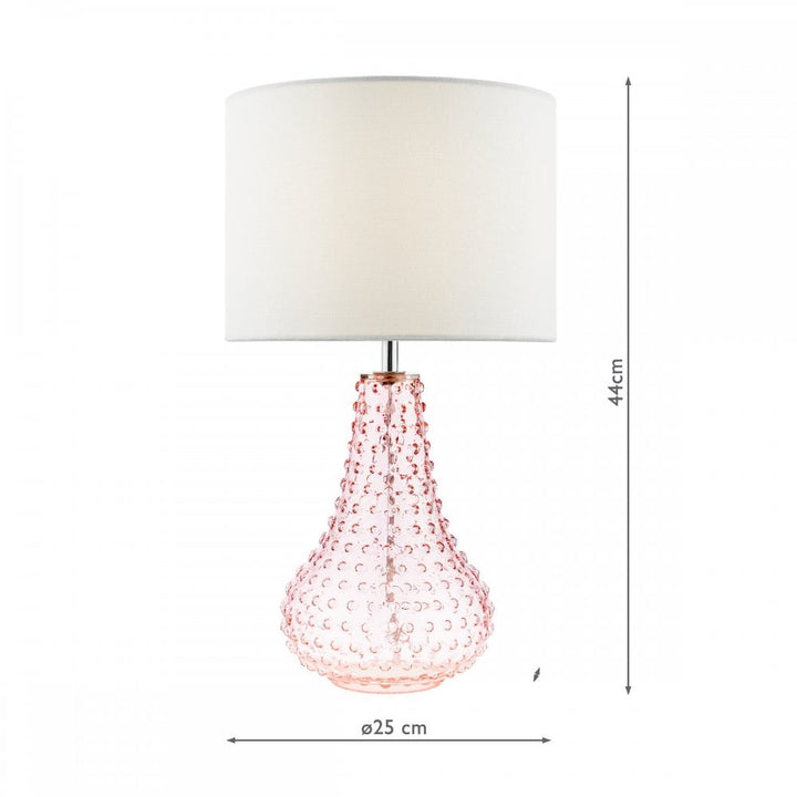 Dar KRI4203 Kristina Table Lamp Pink Glass With Shade