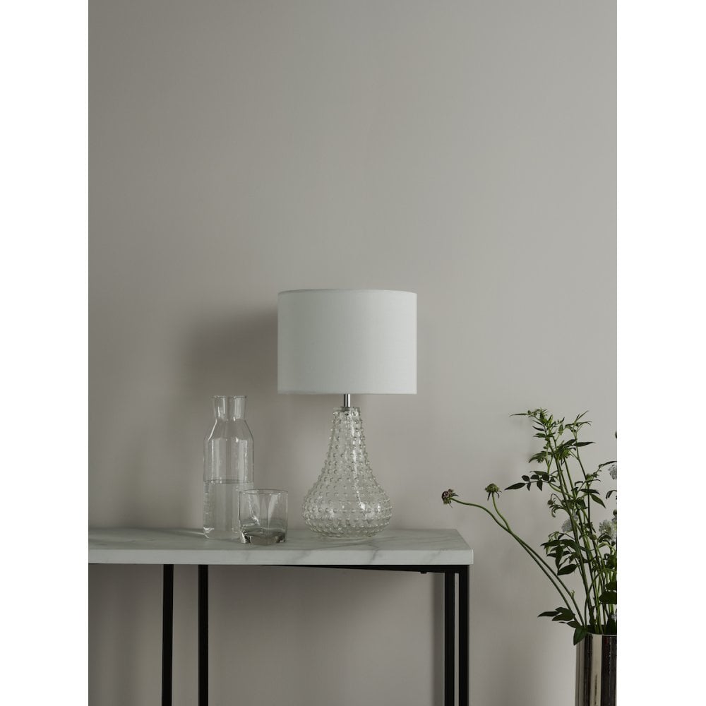Dar KRI4208 Kristina Table Lamp Textured Glass With Shade