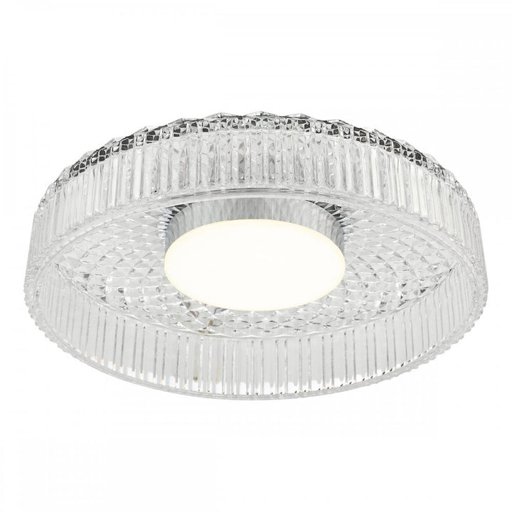 Dar LEE5208 Leena Flush Polished Chrome and Ribbed Glass LED